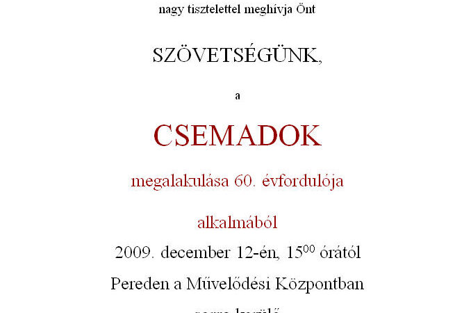 Csemadok 60 – Galánta-Vágsellyei járás