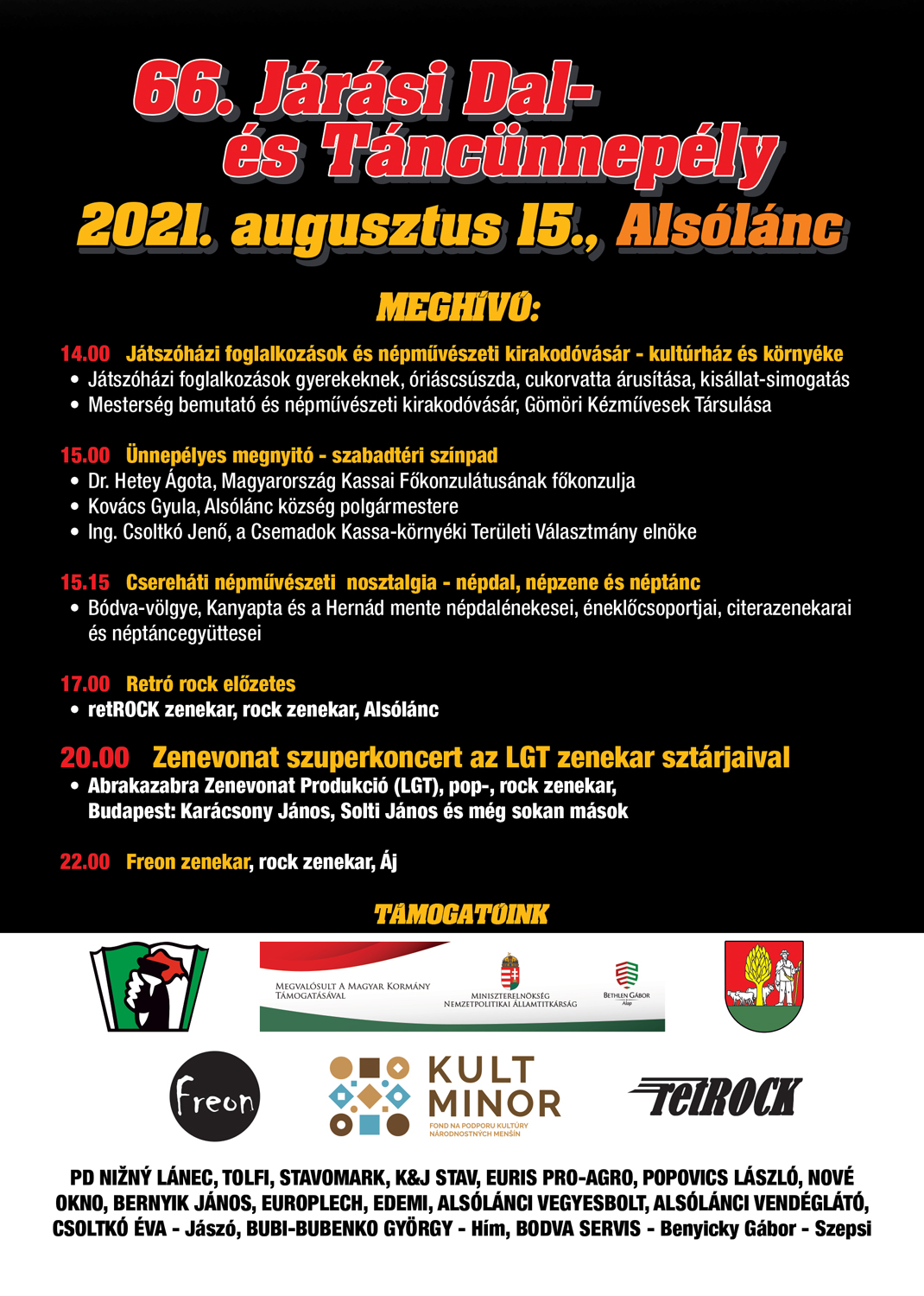 2021 MEGHÍVÓ a 66. Járási Dal- és Táncünnepélyre Alsóláncon