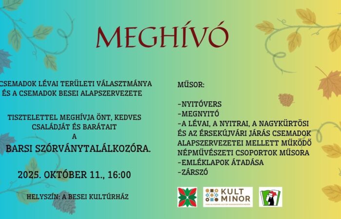 Meghívó – Barsi Szórványtalálkozó